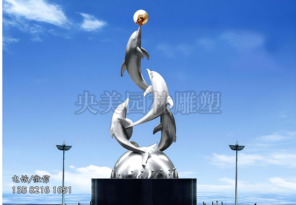 不銹鋼海豚景觀(guān)雕塑