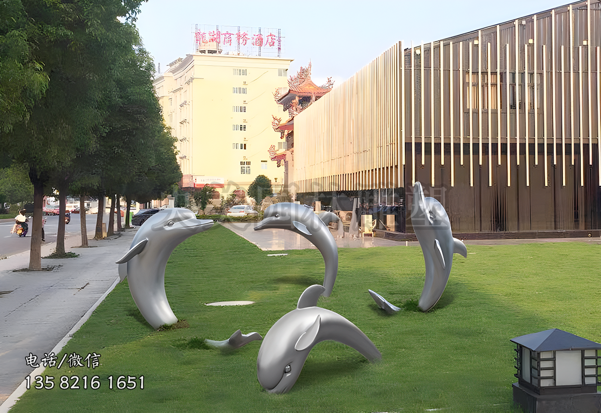 玻璃鋼噴漆海豚雕塑