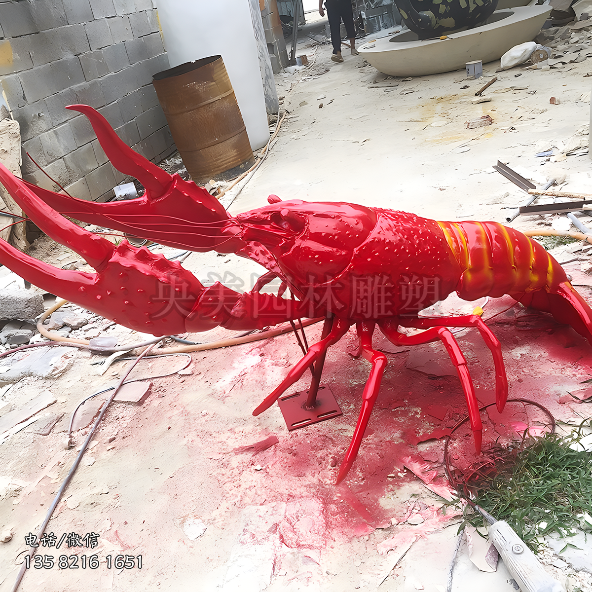 玻璃鋼彩繪仿真龍蝦雕塑