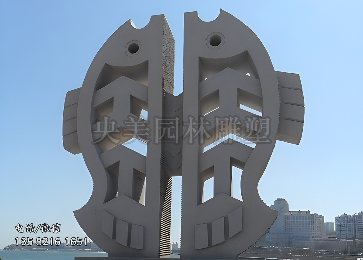 花崗巖石雕抽象魚(yú)雕塑