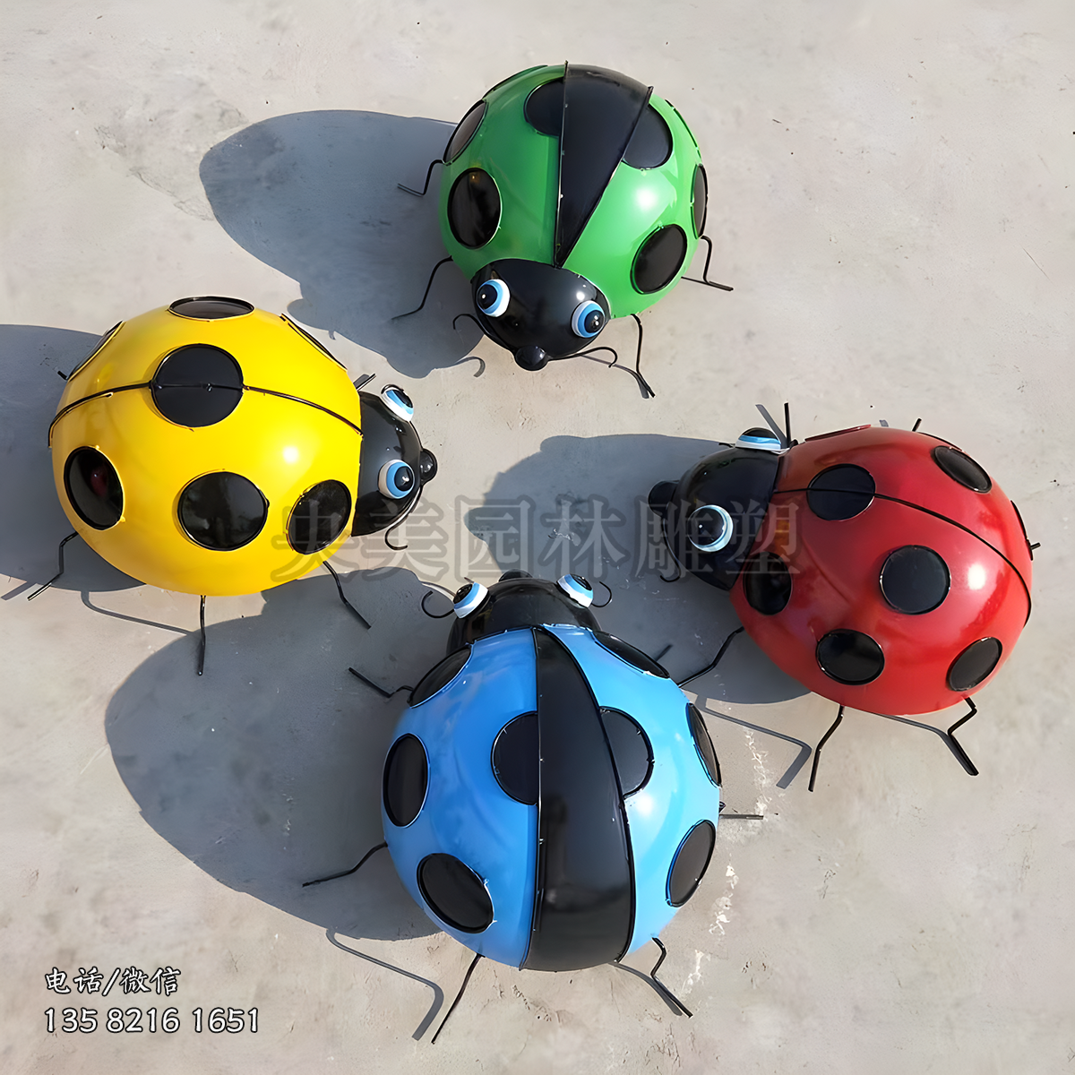 玻璃鋼彩繪瓢蟲雕塑