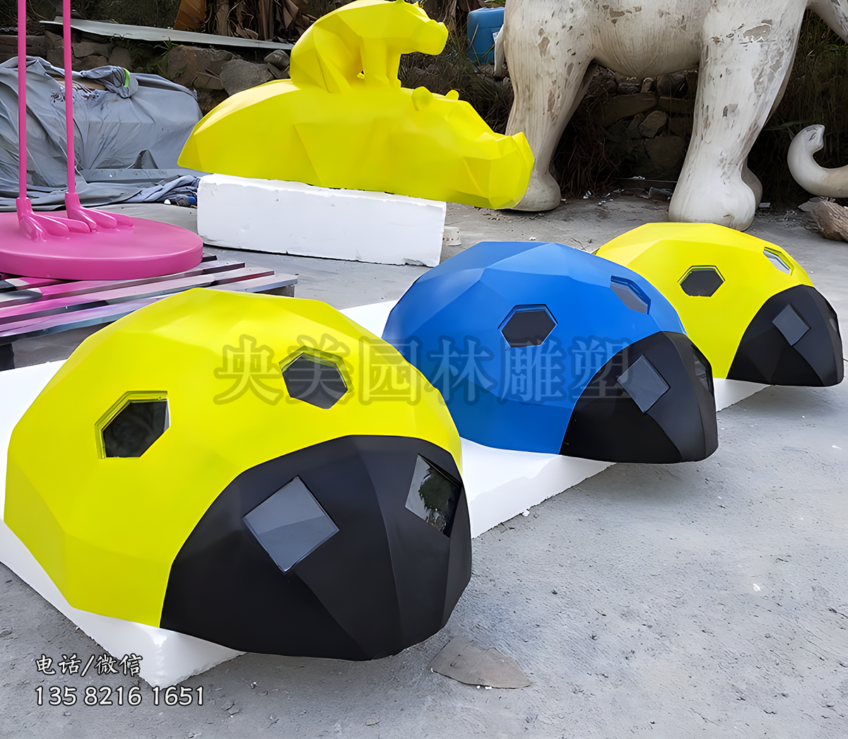 幾何塊面不銹鋼抽象七星瓢蟲(chóng)雕塑