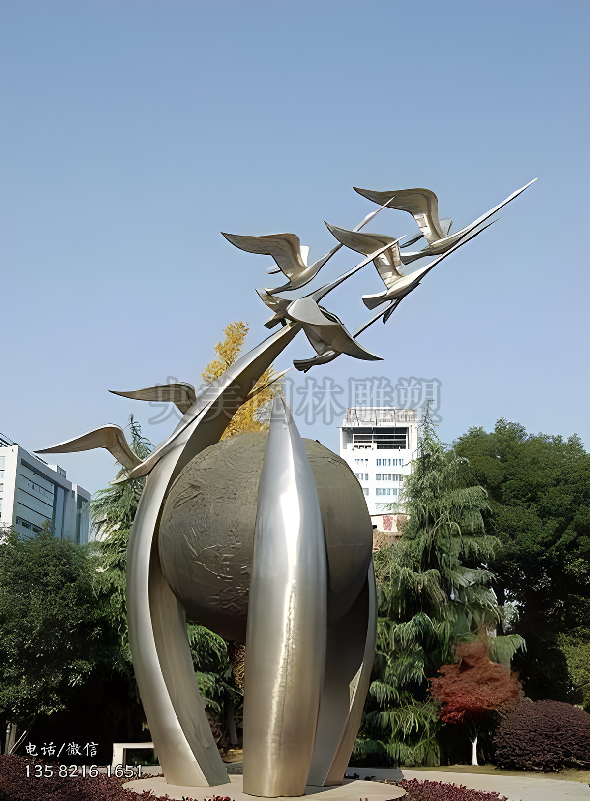 大雁不銹鋼景觀雕塑