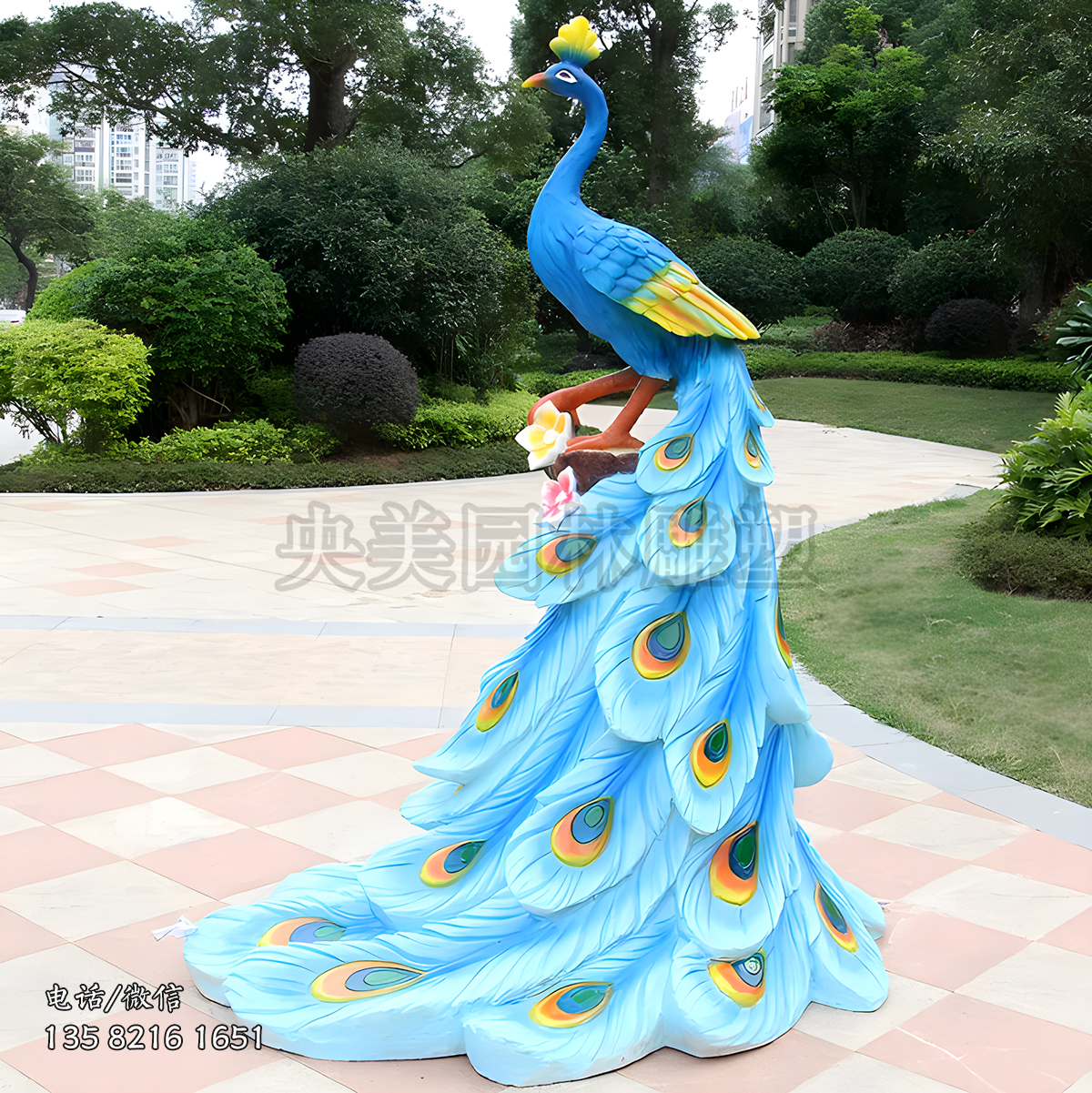 玻璃鋼孔雀仿真動(dòng)物雕塑