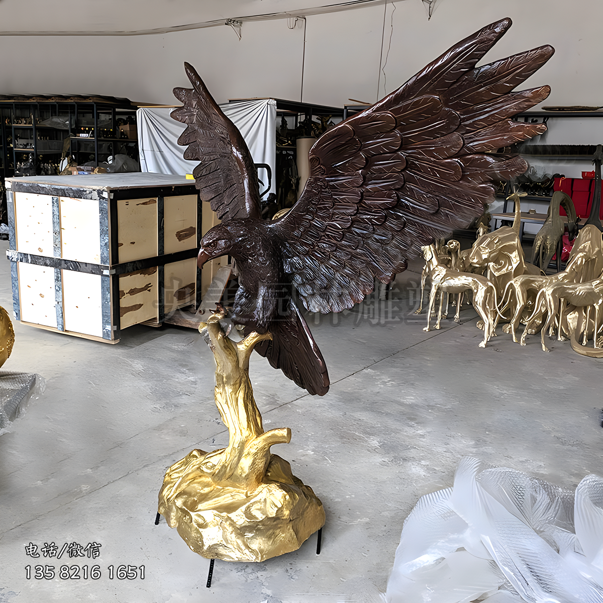 玻璃鋼仿真老鷹雕塑擺件