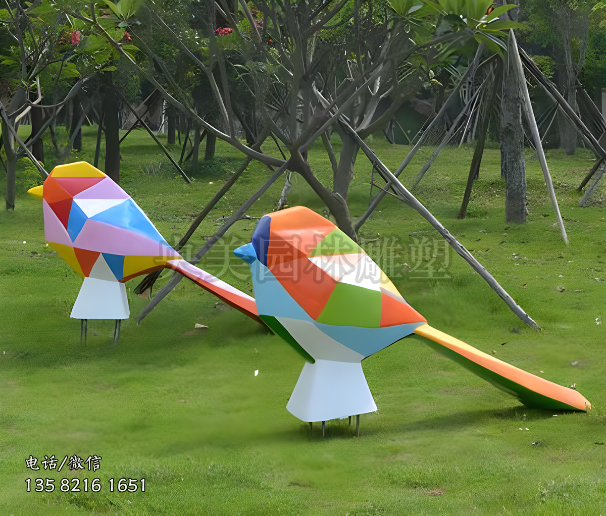 切面玻璃鋼小鳥雕塑