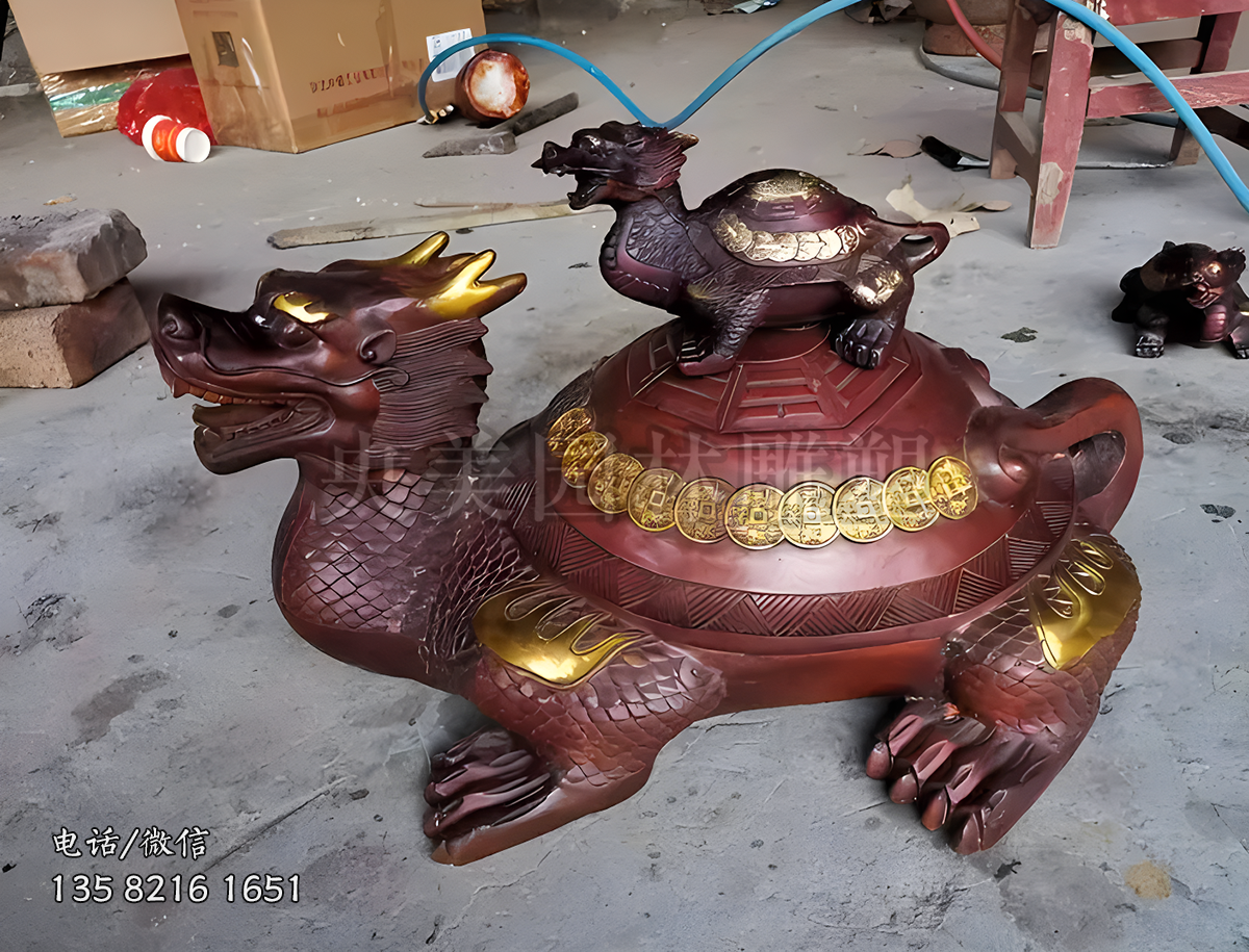 招財(cái)風(fēng)水龍龜銅雕塑
