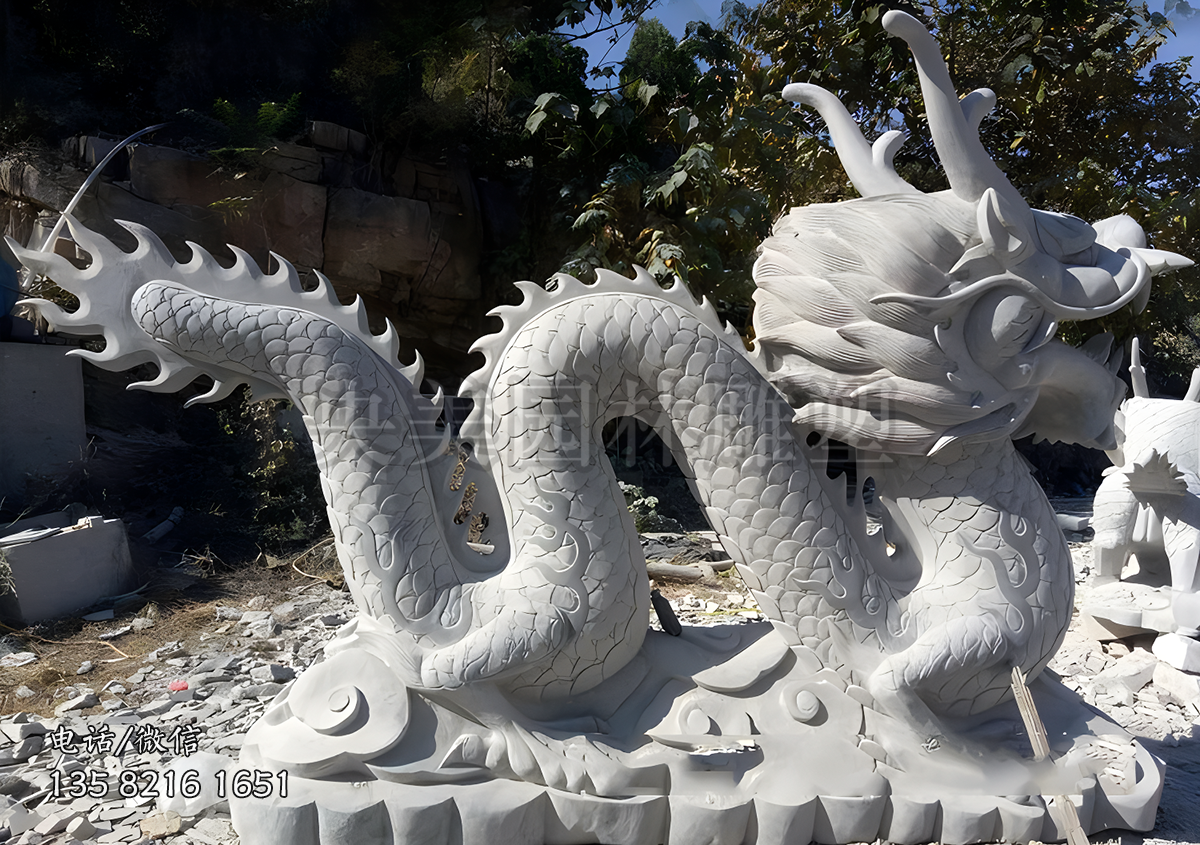 大理石石刻龍雕塑