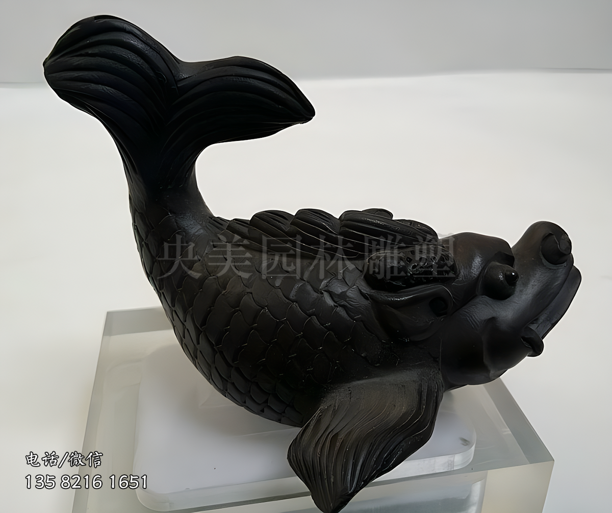 黑色大理石石雕螭吻