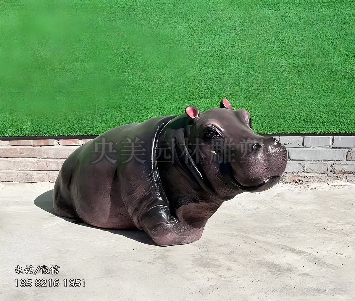 玻璃鋼仿真臥地河馬雕塑