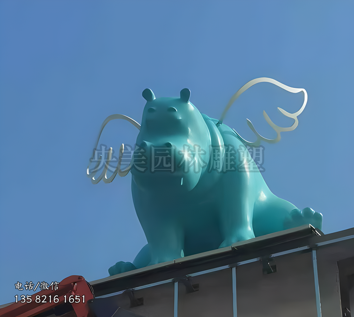 帶翅膀的河馬雕塑造型