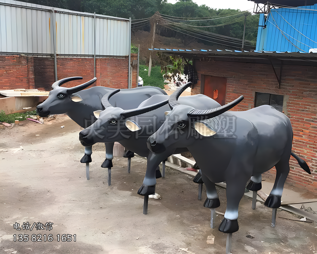 玻璃鋼仿真水牛動(dòng)物雕塑擺件