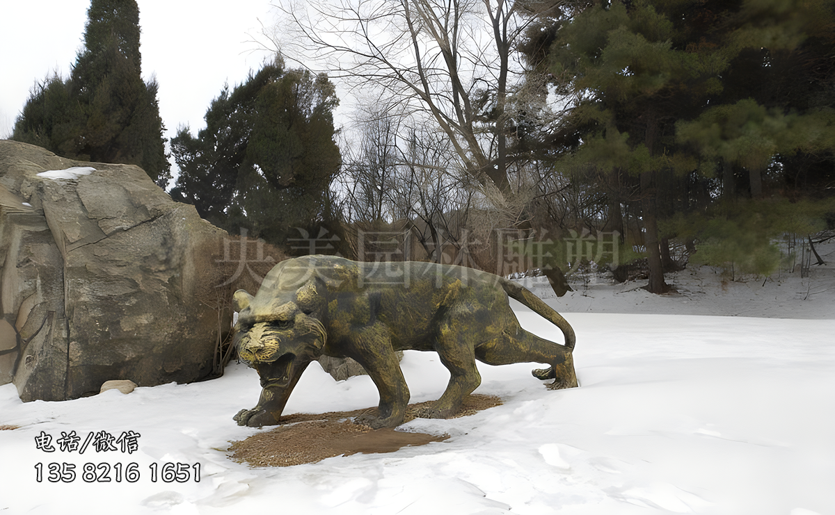 純銅鑄造仿真老虎銅雕塑