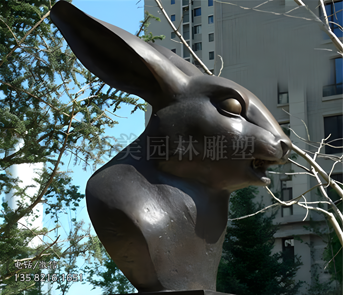 兔子頭部造型生肖雕塑擺件
