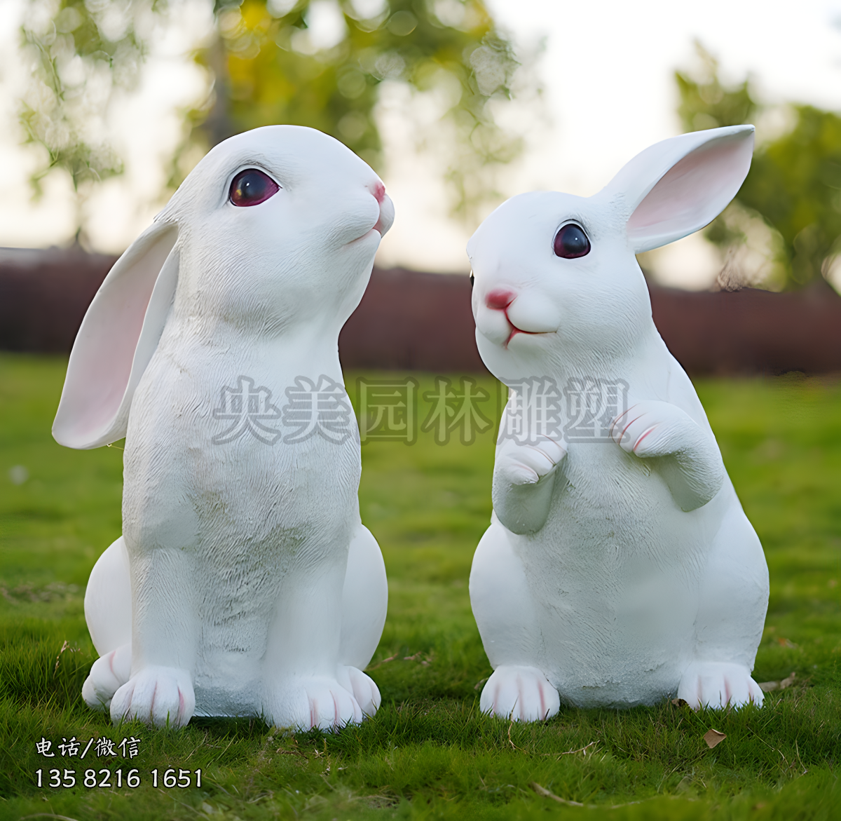 光面玻璃鋼仿真兔子雕塑