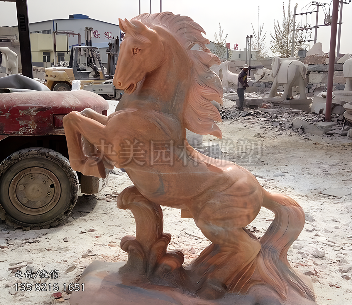 午馬晚霞紅景觀生肖動物雕塑