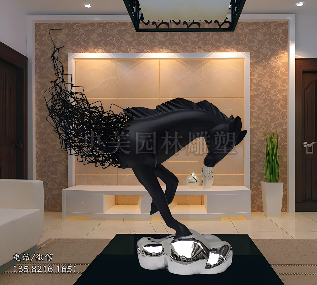 創(chuàng)意馬頭美陳裝飾雕塑擺件