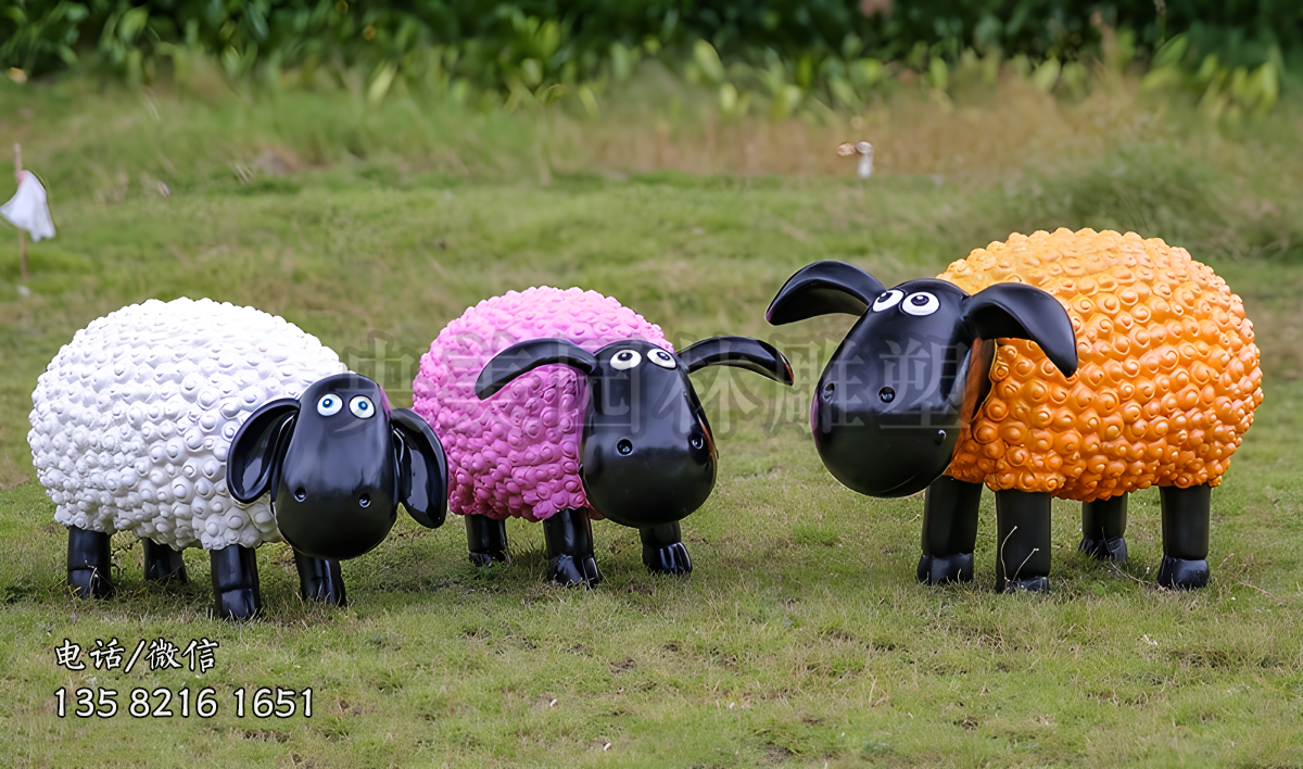 玻璃鋼肖恩羊雕塑擺件