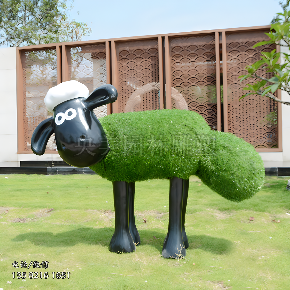 草皮植絨肖恩羊雕塑