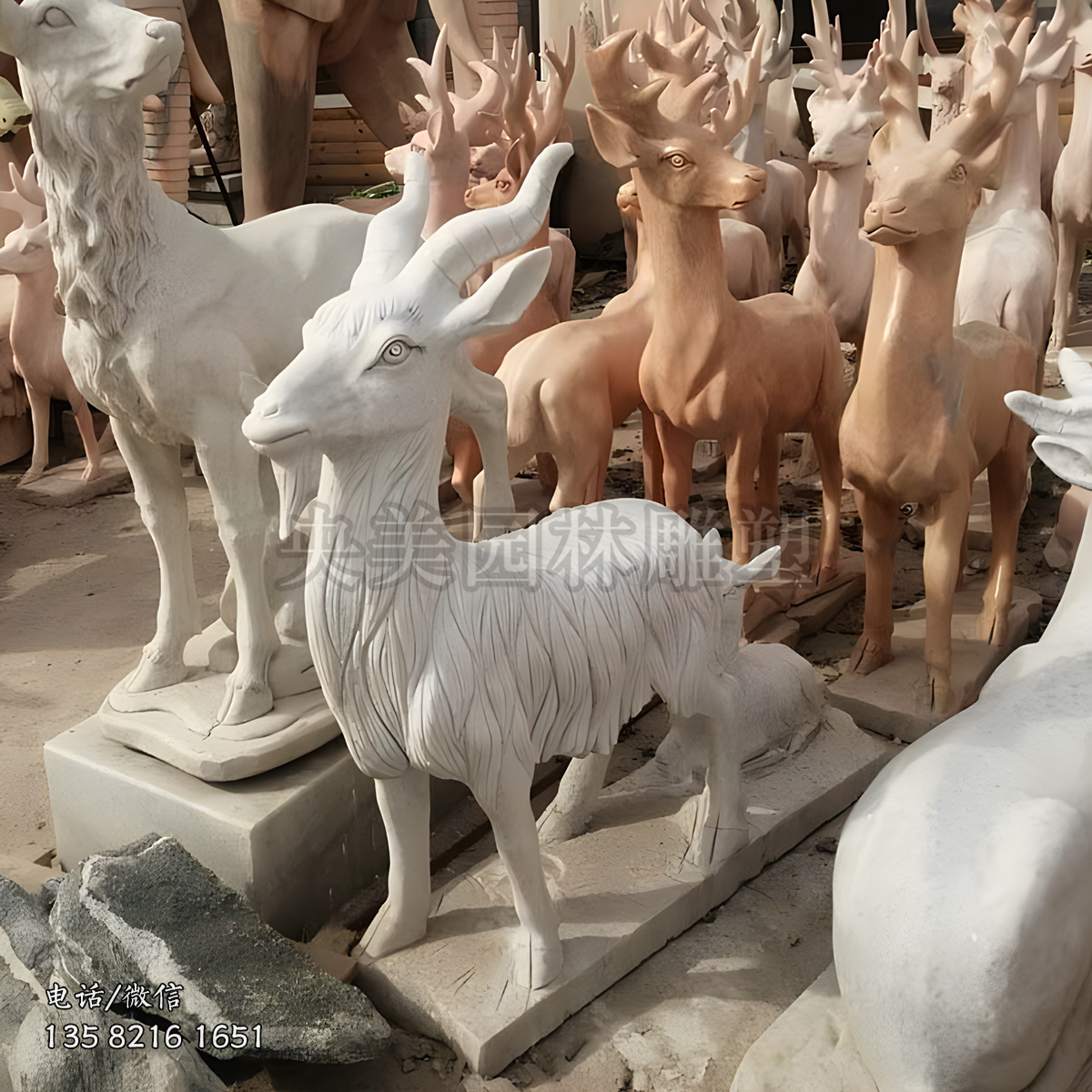 仿真山羊石雕動(dòng)物擺件