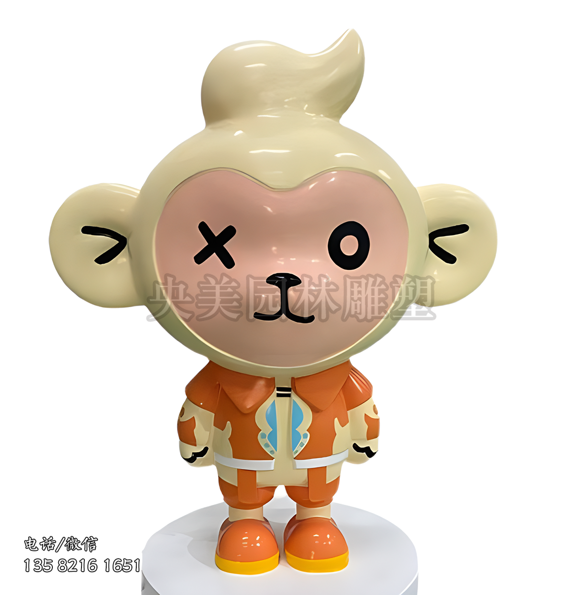 玻璃鋼彩繪卡通猴子雕塑