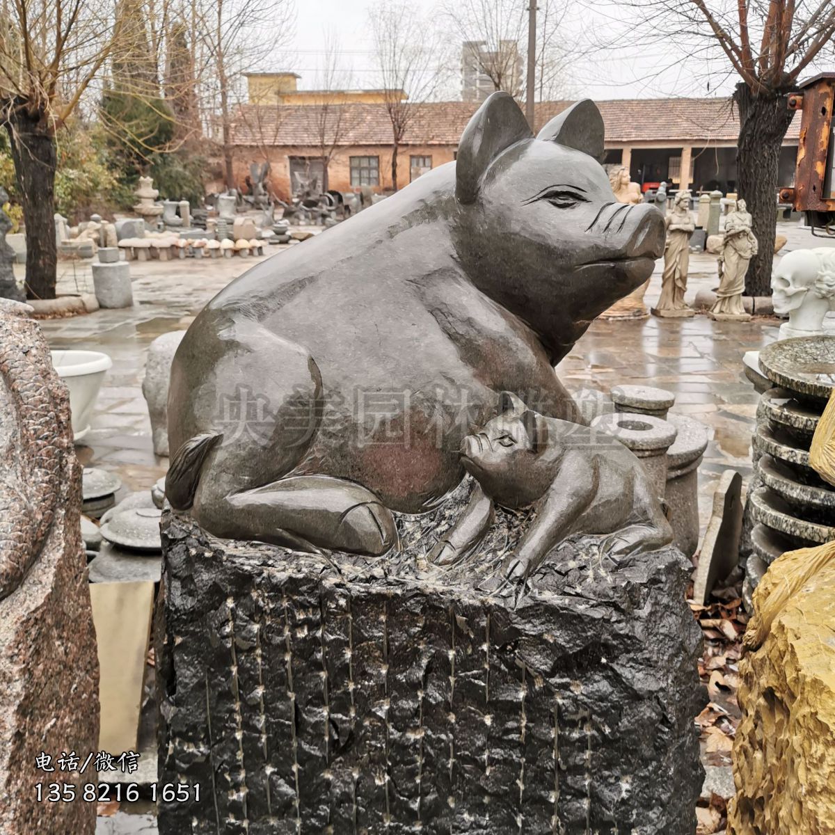 亥豬石雕十二生肖動(dòng)物雕塑