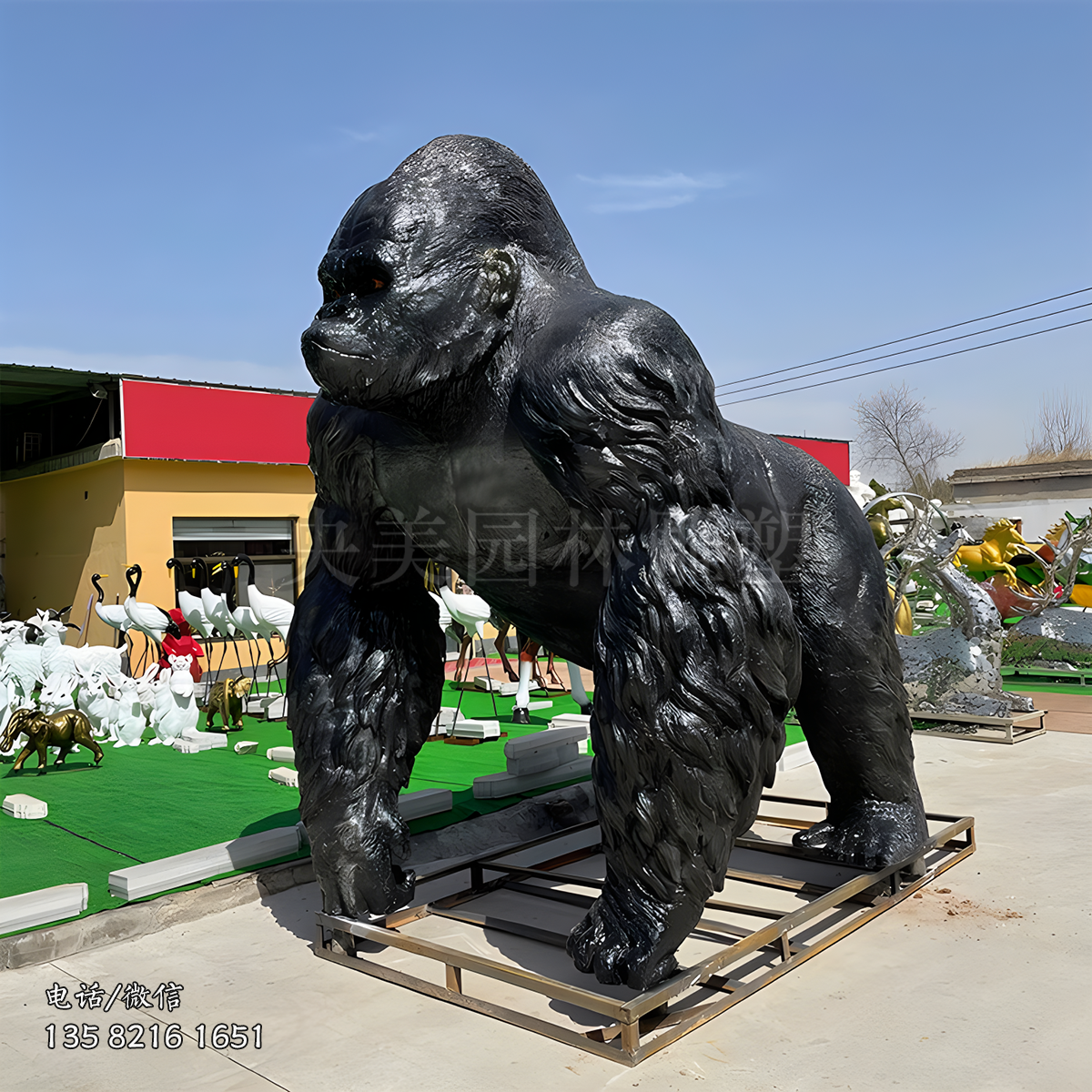 游樂園玻璃鋼大型仿真動物猩猩雕塑