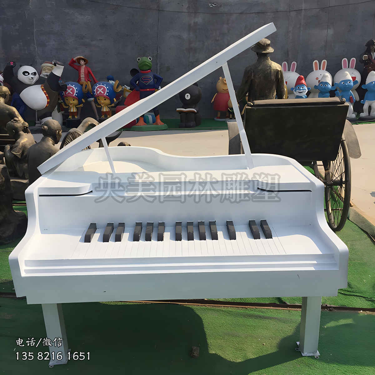 仿真玻璃鋼鋼琴雕塑