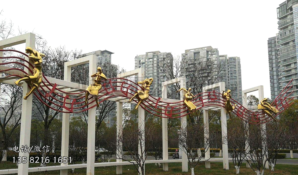 春天的樂章不銹鋼五線譜音樂主題雕塑