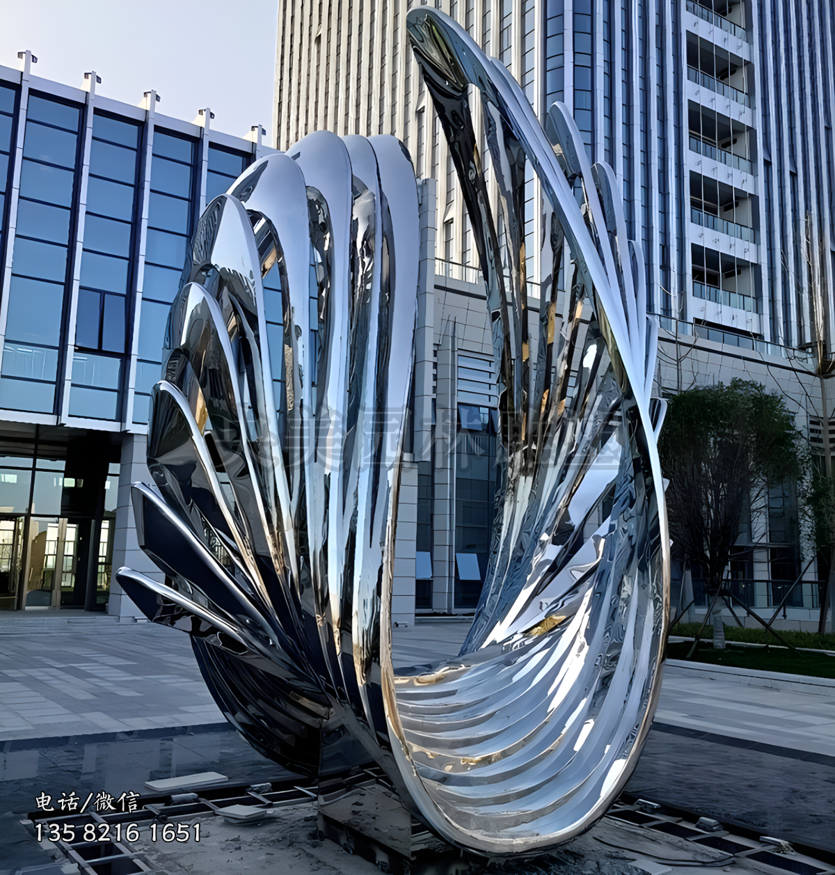 創(chuàng)意不銹鋼鏡面翅膀造型雕塑
