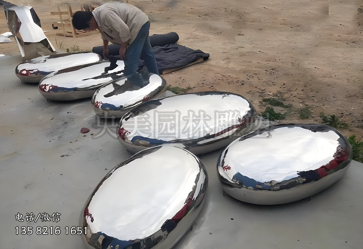 不銹鋼鵝卵石雕塑擺件