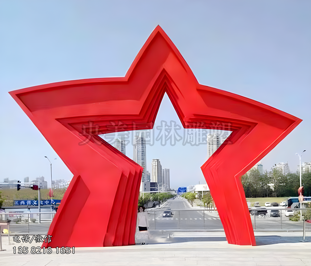 五角星造型不銹鋼大門景觀雕塑