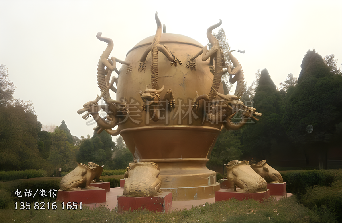 純銅鑄造地動(dòng)儀景觀雕塑