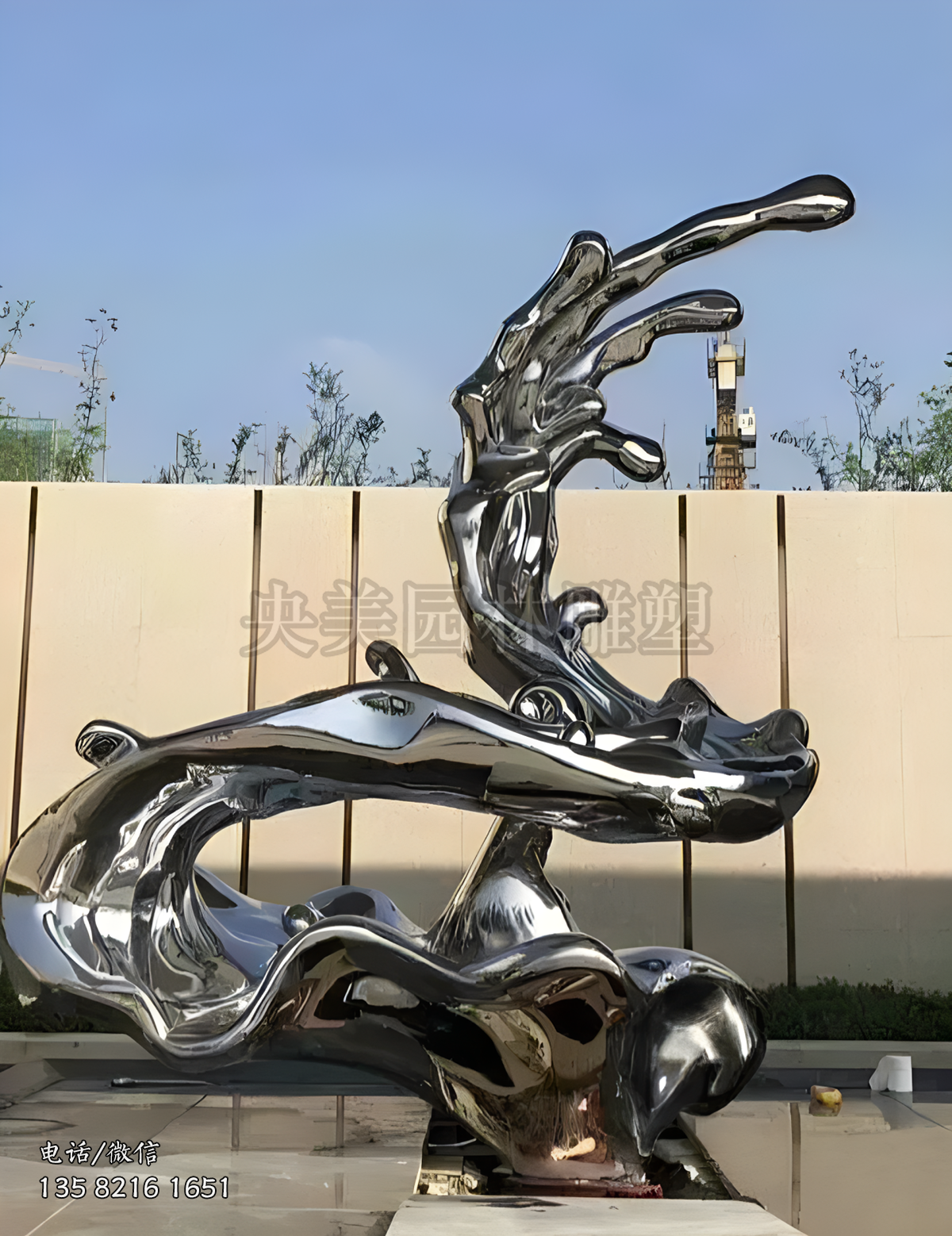 浪花不銹鋼雕塑擺件