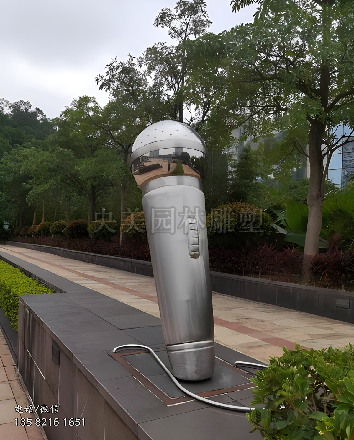 不銹鋼仿真話筒雕塑擺件