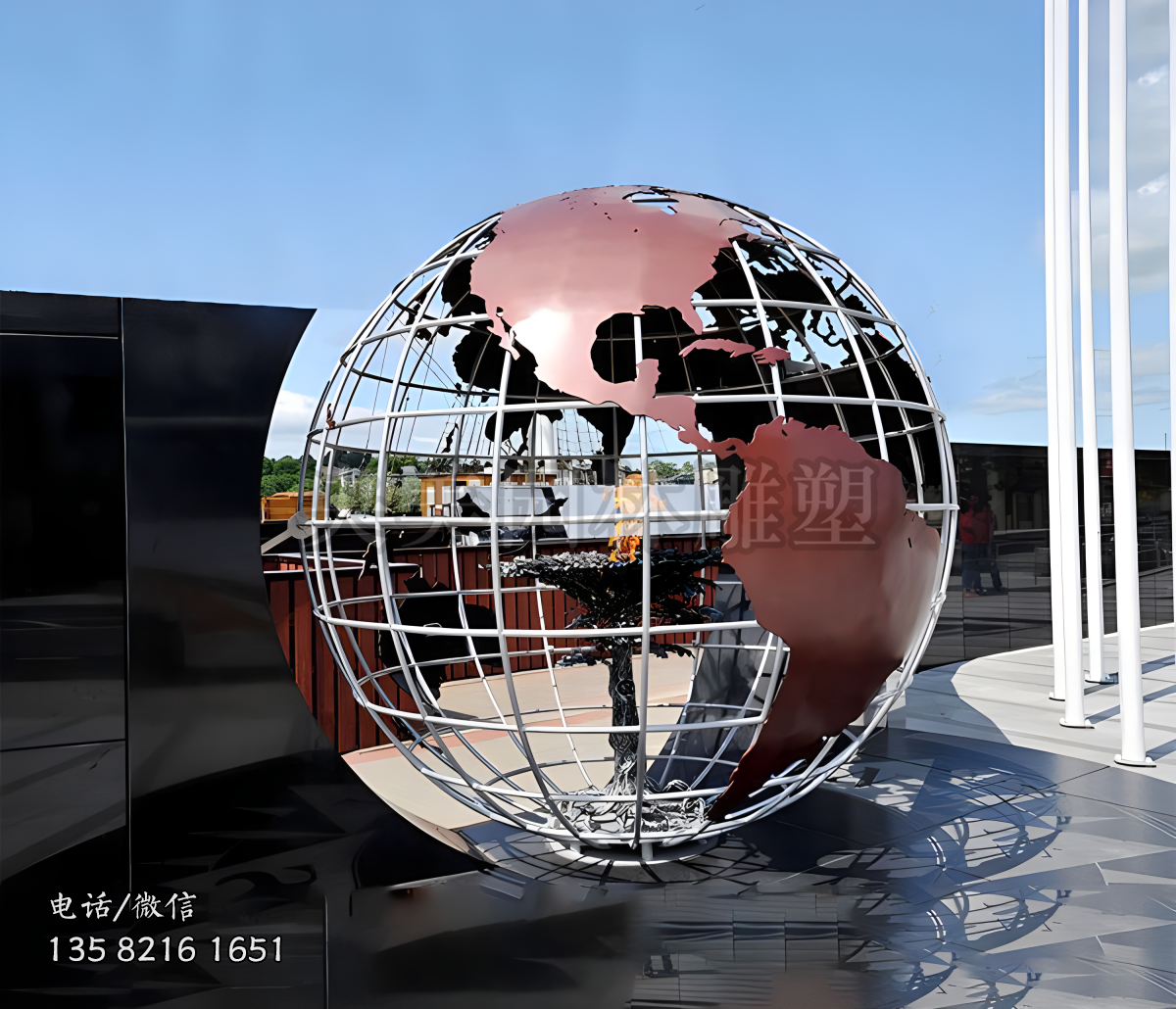 不銹鋼鏤空地球儀雕塑擺件