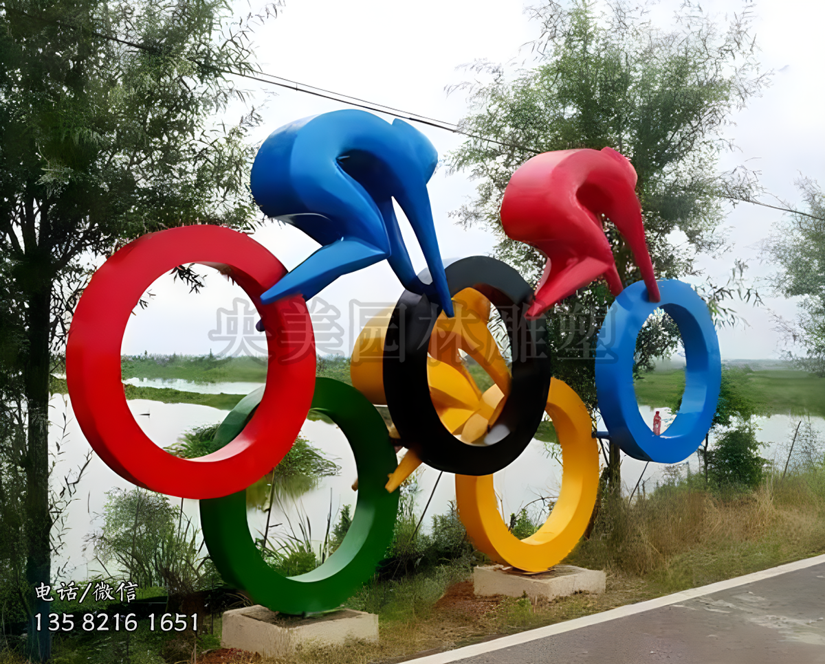 運(yùn)動主題奧運(yùn)五環(huán)景觀雕塑