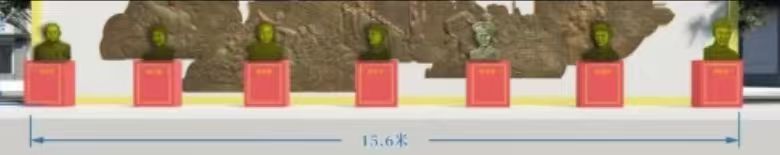 人物胸像尺寸和示意圖 底座:90cm*50cm寬；人像高120cm